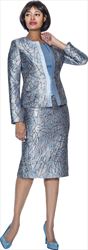 Terramina - 3 PC Textured Brocade Fabric Skirt Suit 7028